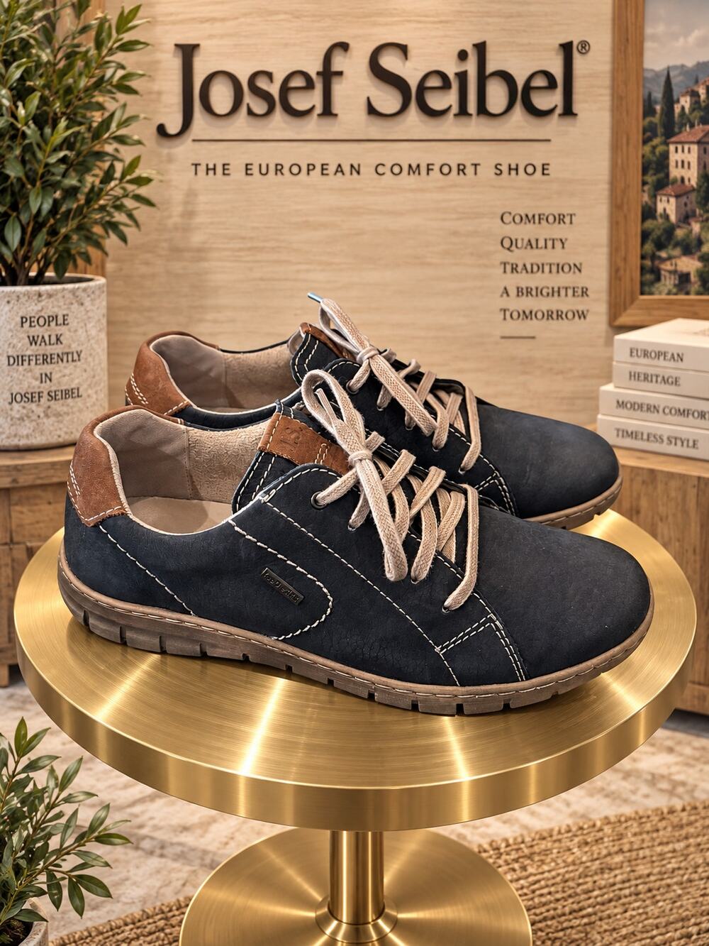 Josef Seibel Steffi 62 Navy Leather TopDryTex Shoes EU 40 US 8.5-9